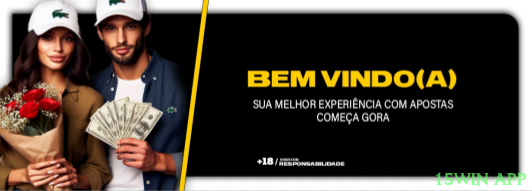 Imagem promocional da 15win app mostrando a plataforma e suas vantagens